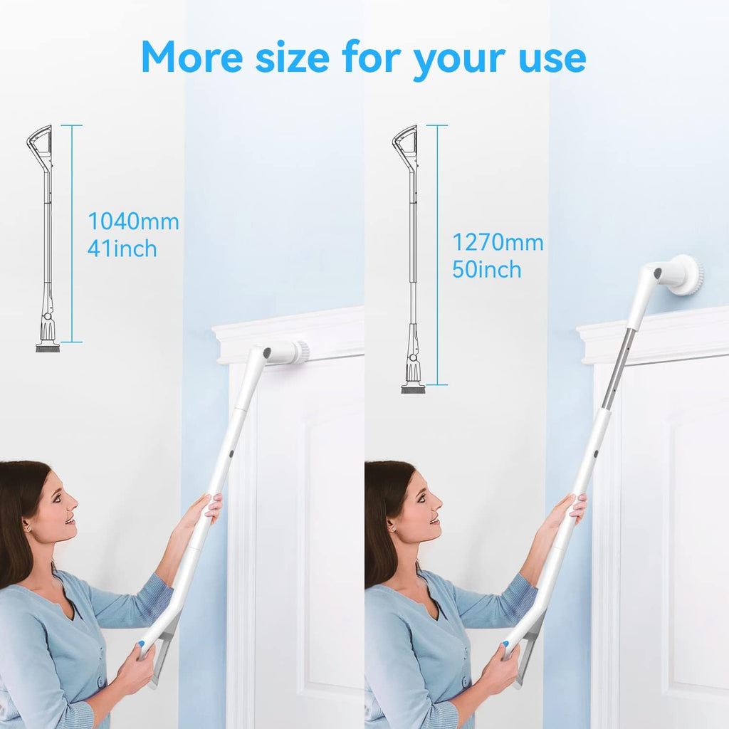 Electric Spin Scrubber with 4 Replaceable Cleaning Brush Head, Adjustable Extension Handle, Pack of 2 W746