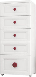 White Rolling 5 Drawer Plastic Storage Cabinet Z1078