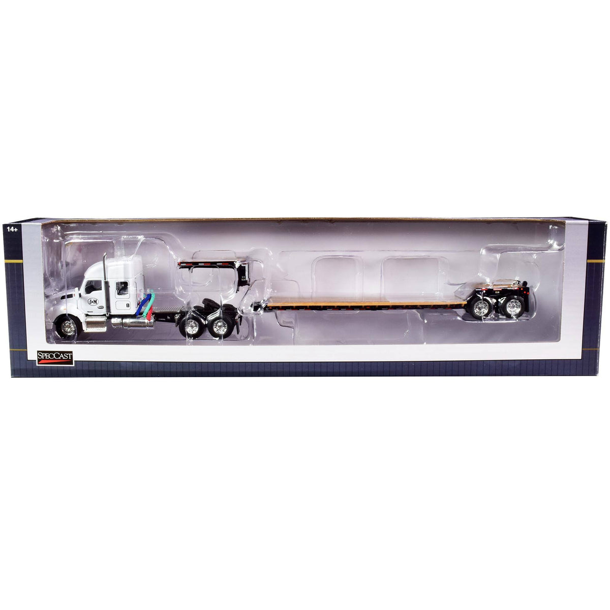 White Diecast Tractor Truck with Lowboy Trailer 1/64 Model H5663