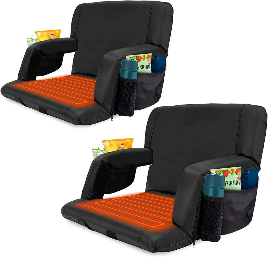 Extra Wide Heated Stadium Seat with Back Support, Foldable Portable Chair X31955