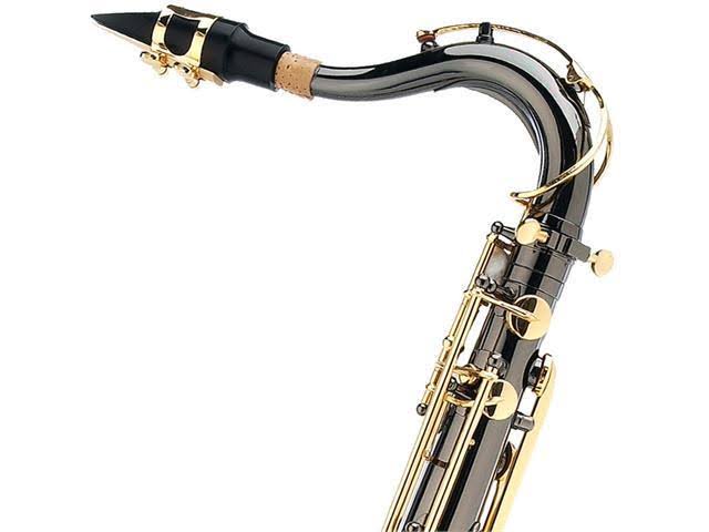Black Nickel Plated and Gold Keys B Flat Tenor Saxophone with Case, Mouthpiece, 10 Reeds Y6743