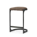 Dark Brown Leather Counter Stool with Metal Frame V658