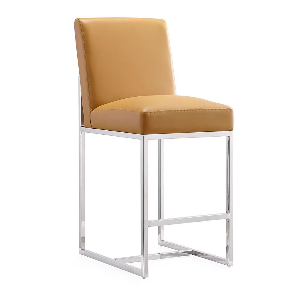 Camel Polished Chrome Stainless Steel Counter Height Bar Stool P1857