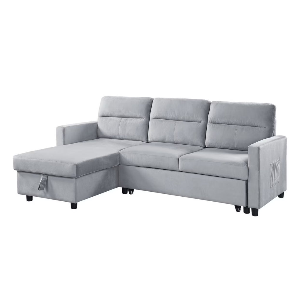 Gray Reversible Sleeper Sofa with Chaise W8930