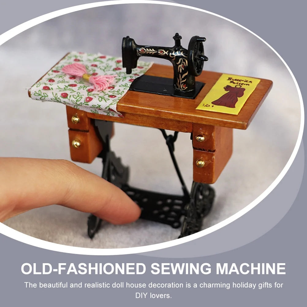 Metal Mini Dollhouse Sewing Machine Decor U439