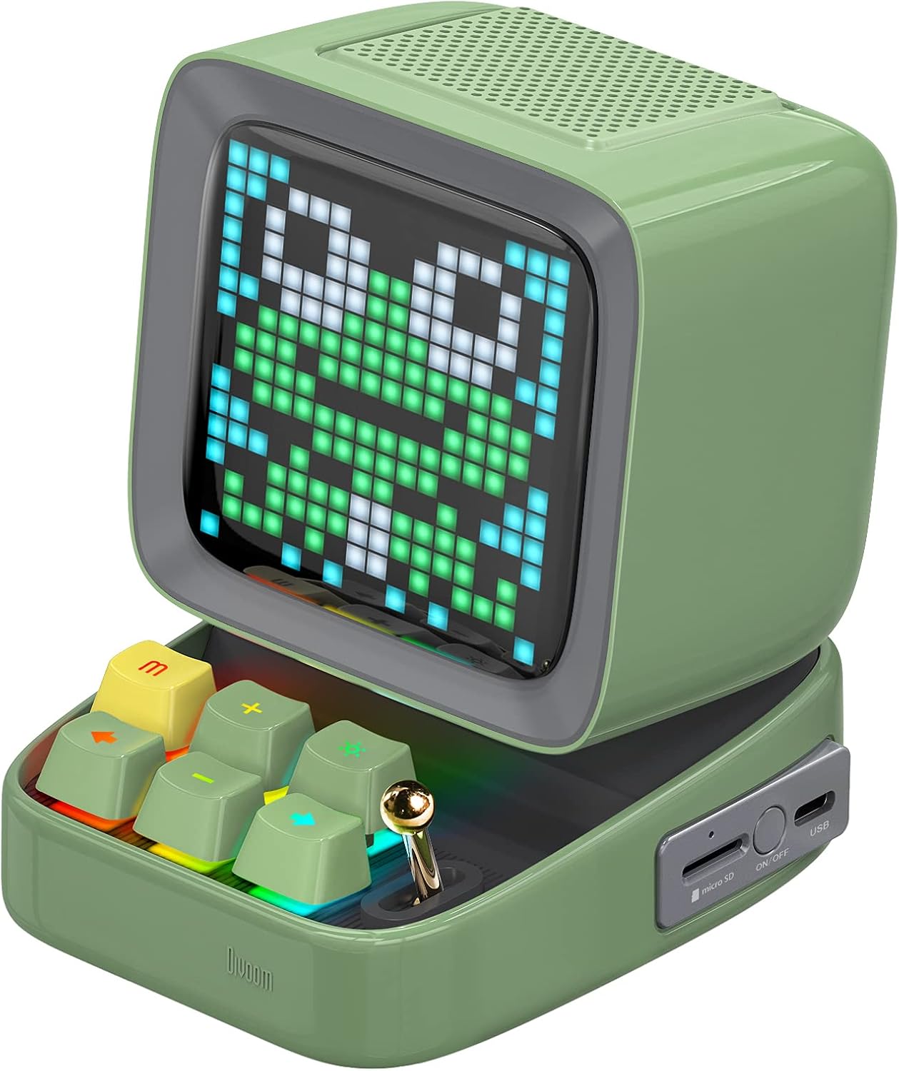 Blue Retro Pixel Art Bluetooth Speaker with 16X16 LED Screen W7716