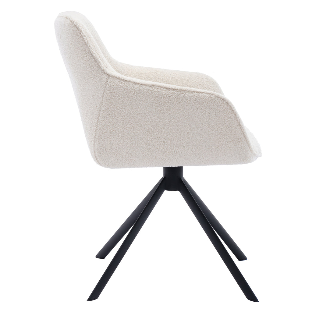 White Boucle Swivel Task Chair with Arms E406