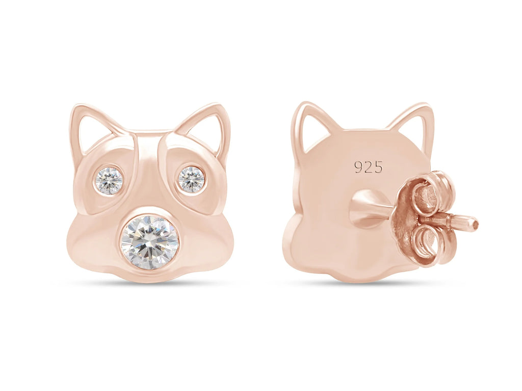 Lab Created Moissanite Diamond Stud Earring In 14k Rose Gold Plated Sterling Silver Push Back With 10k Gold Post K773734