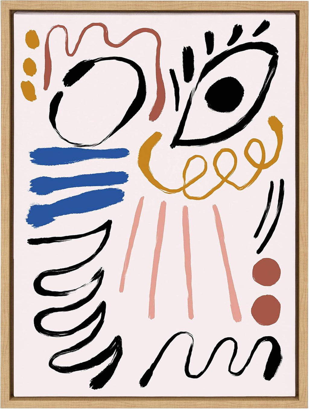Abstract Face 3 Framed Canvas Wall Art, 23x33 Black C753