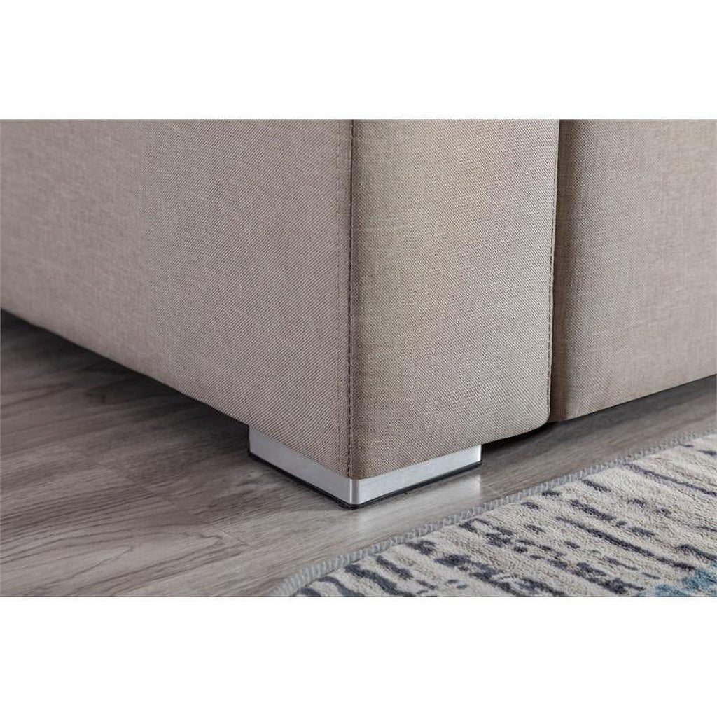 Beige Fabric Reversible Sectional with Charging Port and Storage Console H67833