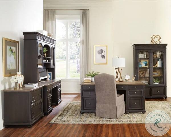 Black Antique Oak Lateral File Cabinet S652