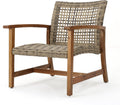 4-Pcs Set Wicker Club Chairs with Acacia Wood Frame D91388