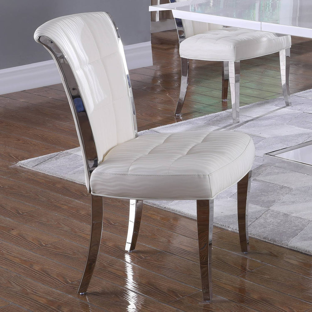 White Tufted Side Chair, Set of 2 E9803