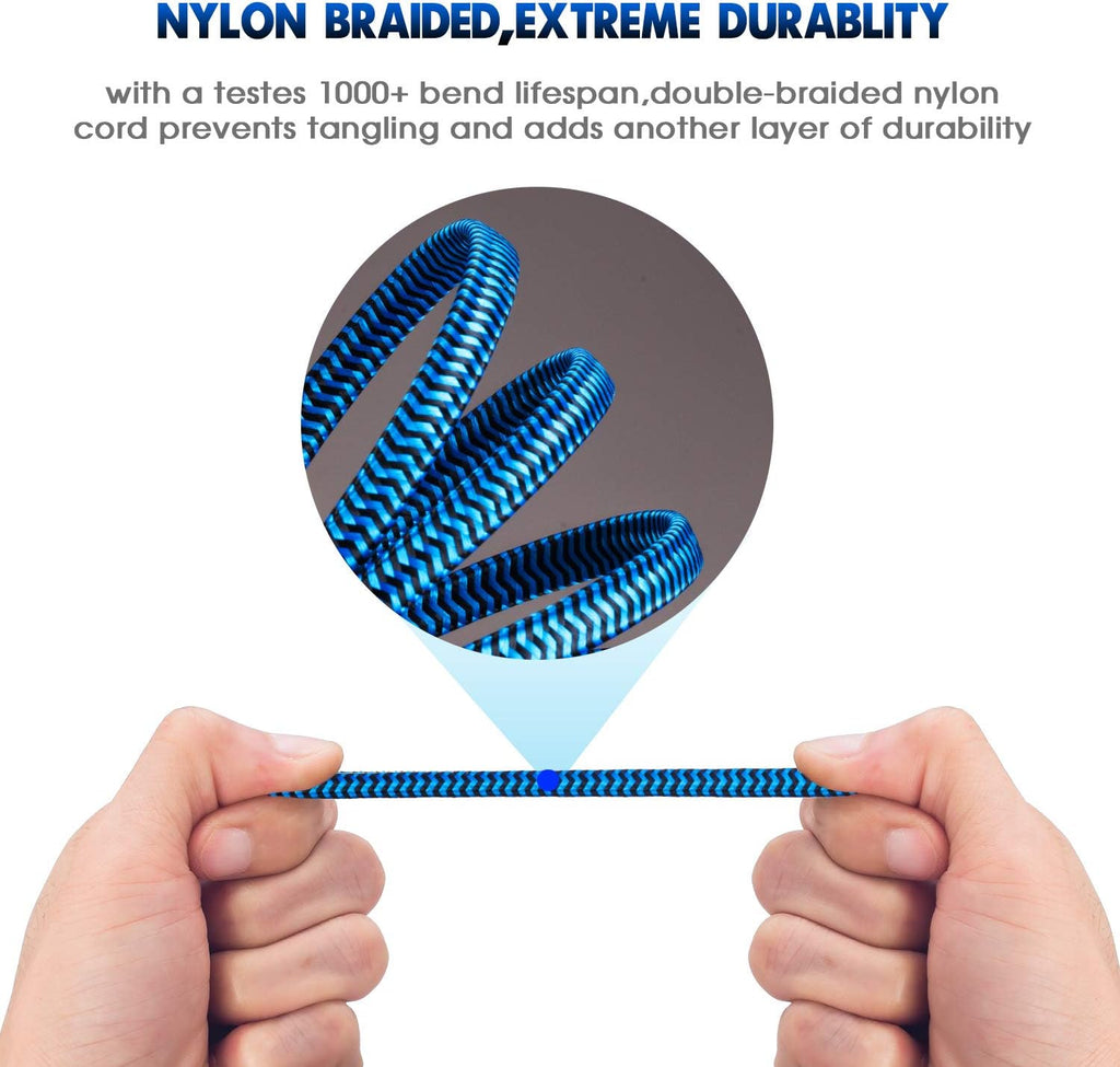 Cat 7 Ethernet Cable 100 ft Nylon Braided Flat Network Patch Cord RJ45 LAN Cable Pack of 2 T96852