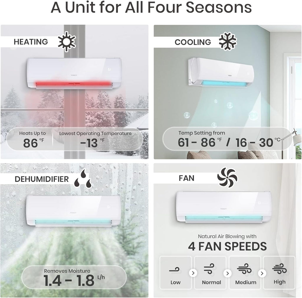 12,000 BTU Ductless Mini-Split Air Conditioner Heat Pump with Installation Kit P4665