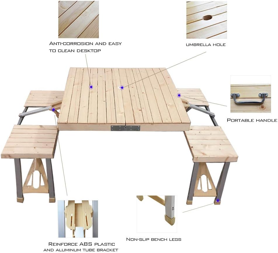 Folding Table and Chairs Set with 4 Seats Wooden O32525