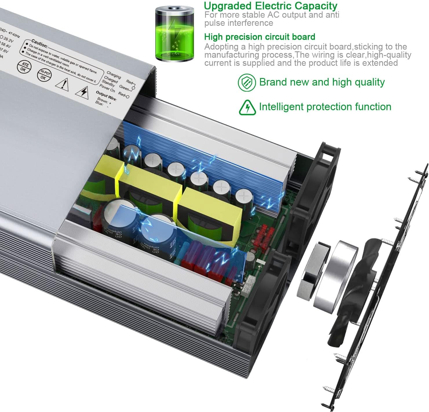 14.6V 10A AC/DC Battery Charger for 12.8V Lithium Iron Phosphate Battery, Pack of 2 N24089