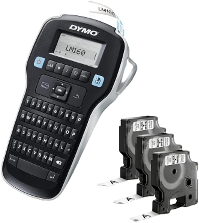 Portable Label Maker, QWERTY Keyboard, Black Pack of 2 L514