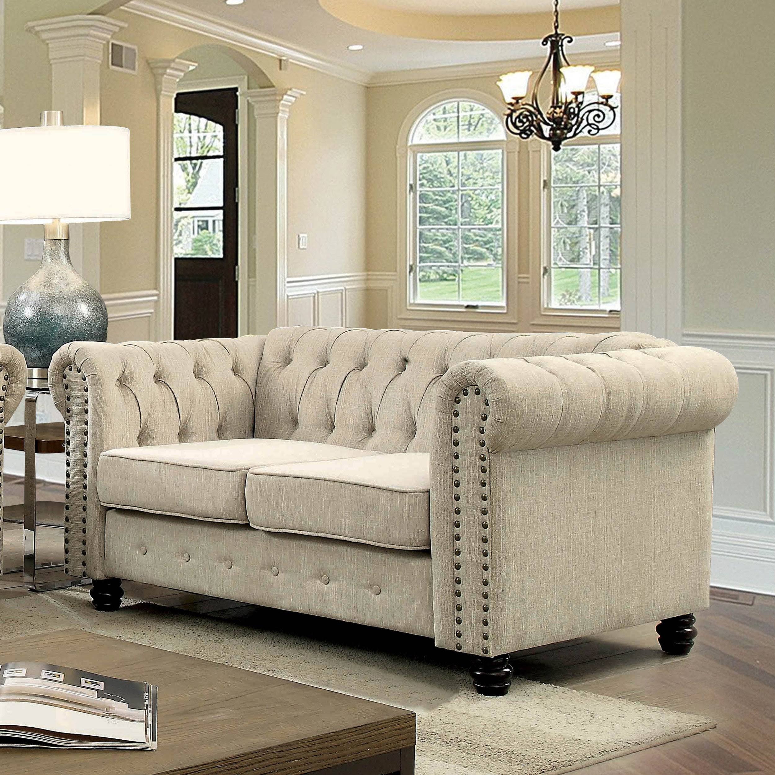 Grey Tufted Chesterfield Loveseat C4512