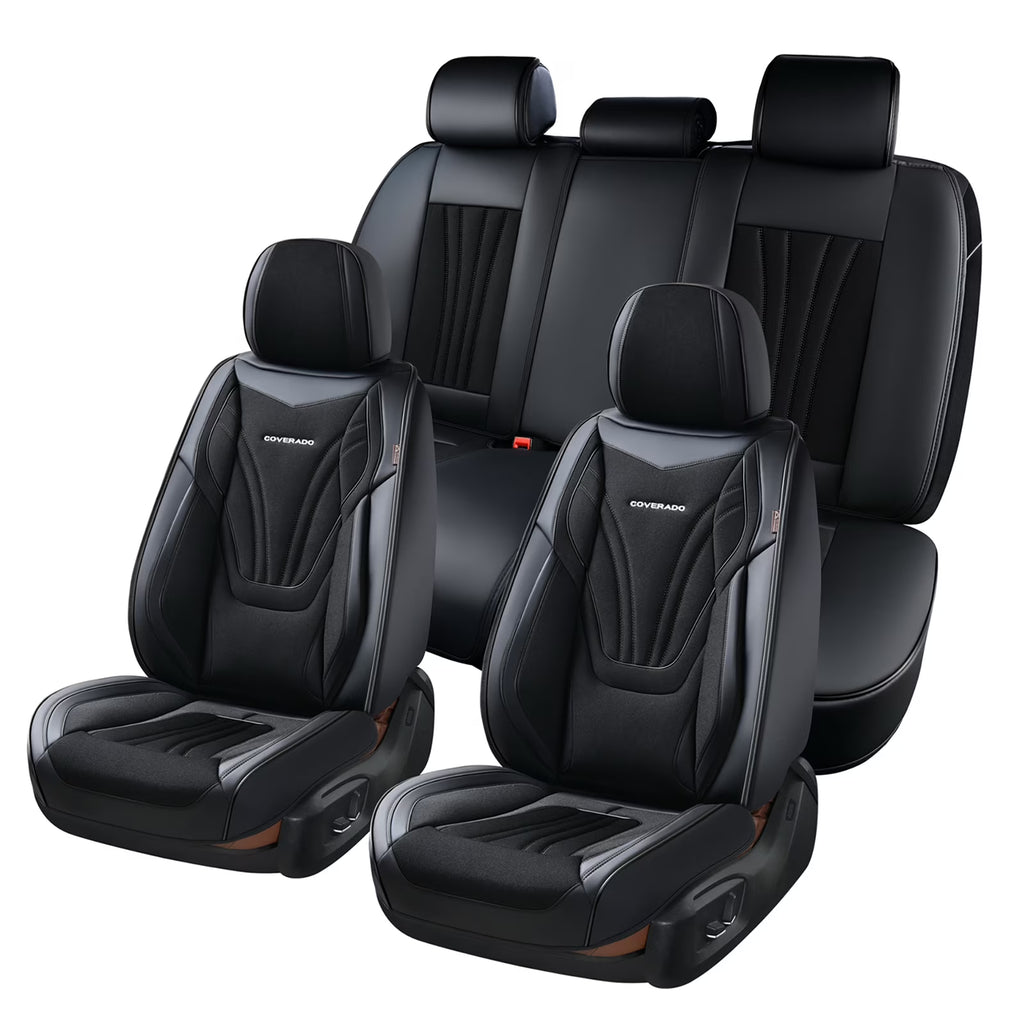 Black 5 Seats Breathable Car Seat Covers Full Set U54796