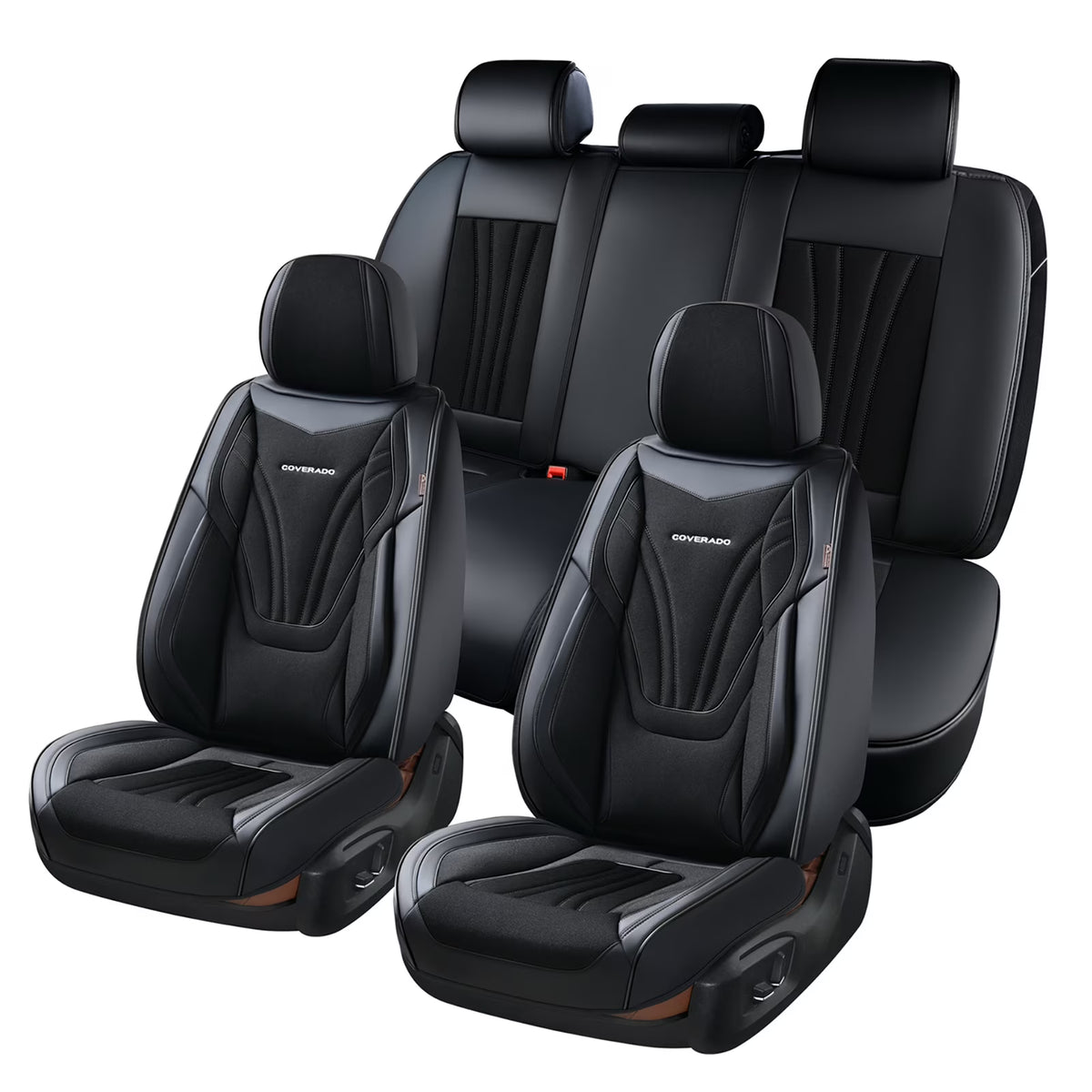 Black 5 Seats Breathable Car Seat Covers Full Set U54796