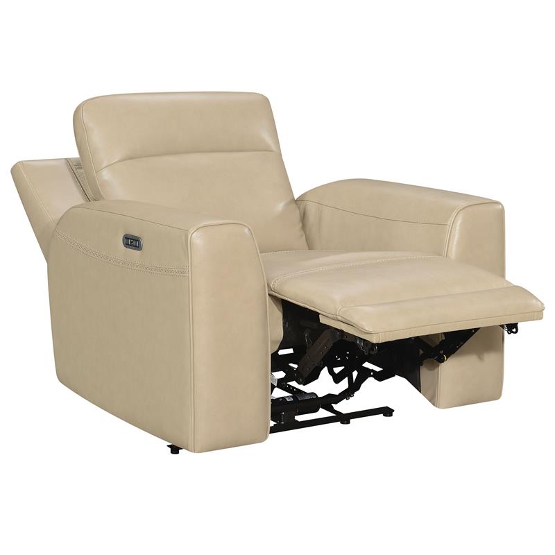 Beige Leather Power Reclining 3-Piece Set N9874