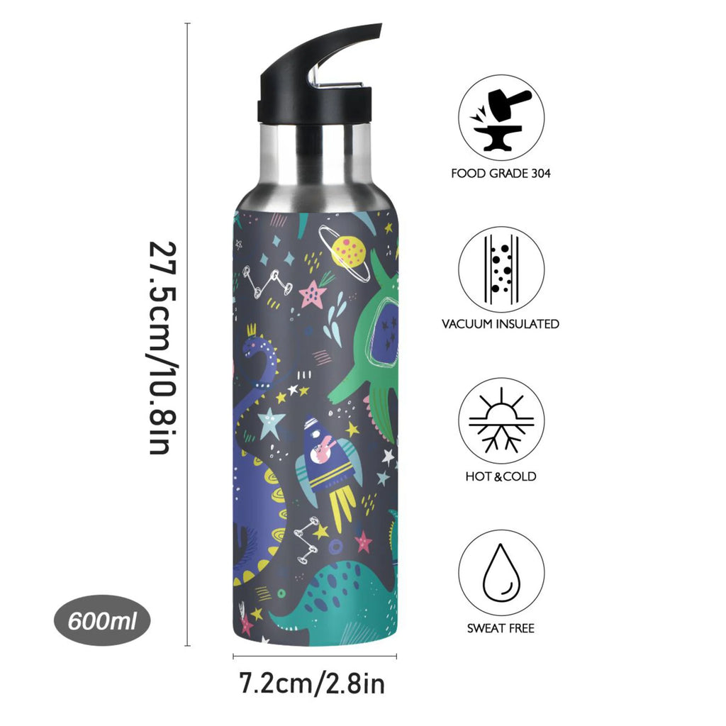 Stainless Steel Insulated Thermos Vacuum Flask Water Bottle with Straw Lid F195683