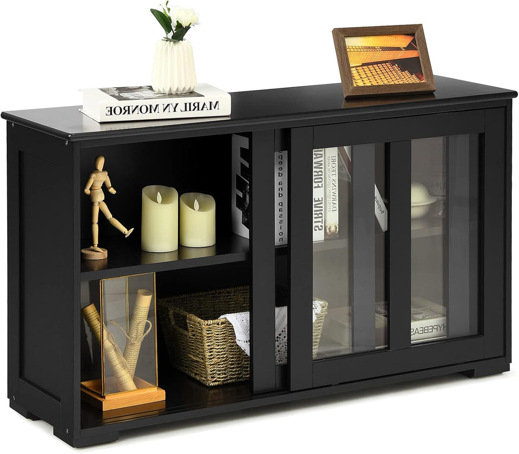 Espresso Wooden Sideboard with Sliding Door J340249