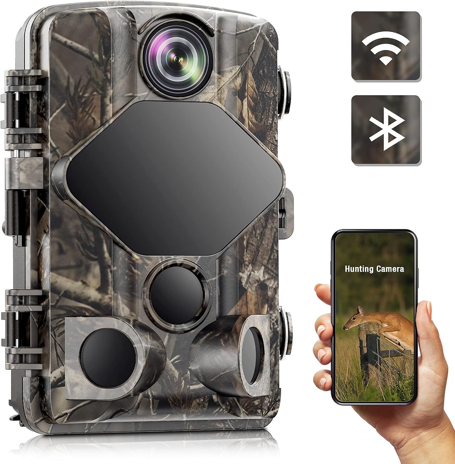 4K 24MP WiFi Bluetooth Hunting Camera IP66 Waterproof Night Vision Motion Activated Trail Cam Pack of 2 K6248