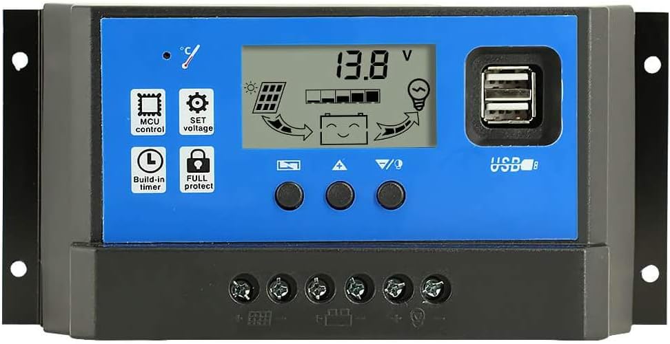 60A Solar Panel Charge Controller 12V 24V LCD Display Dual USB I434