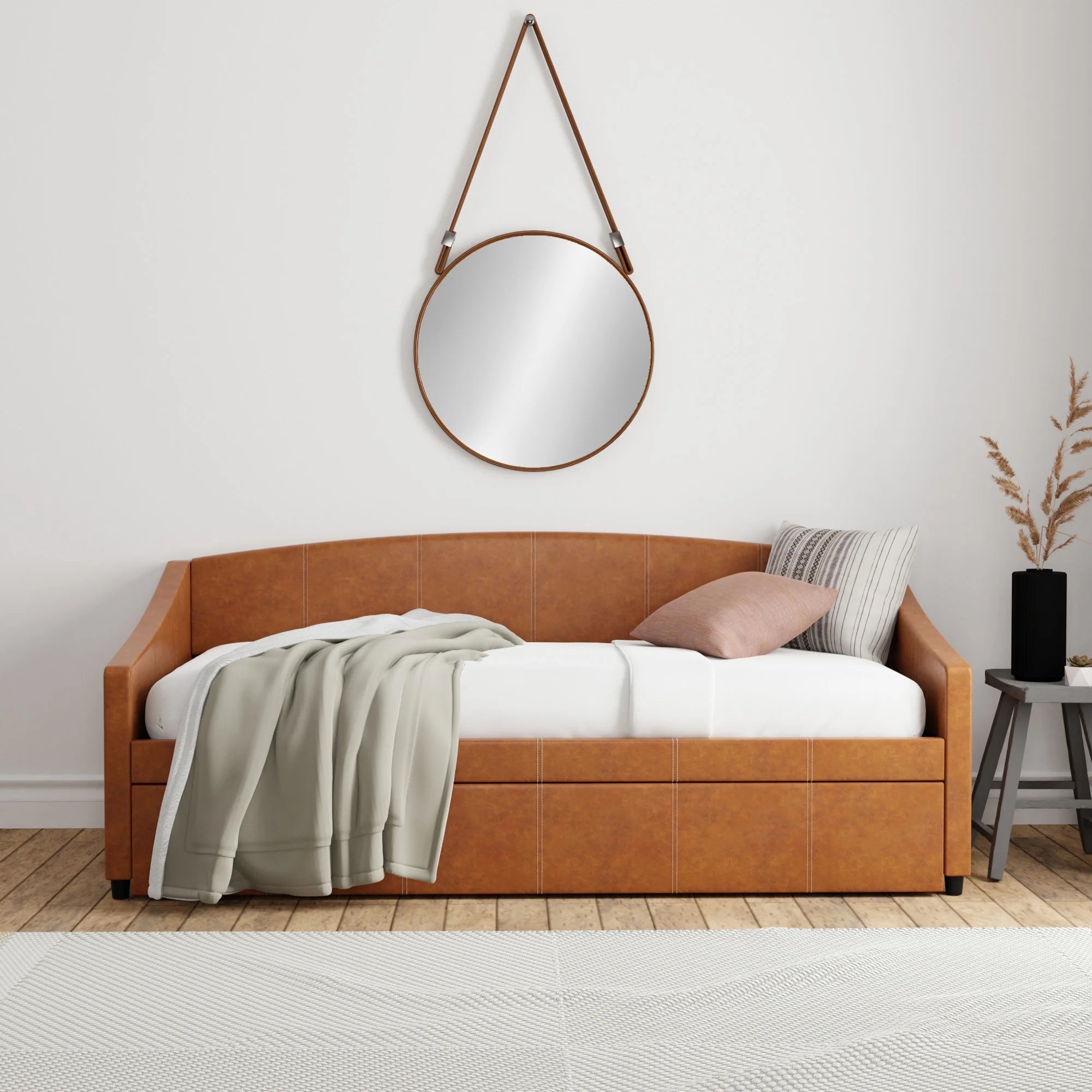 Saddle Upholstered Twin Daybed with Trundle I49205