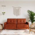 Twin Faux Leather Tufted Back Convertible Sofa F659