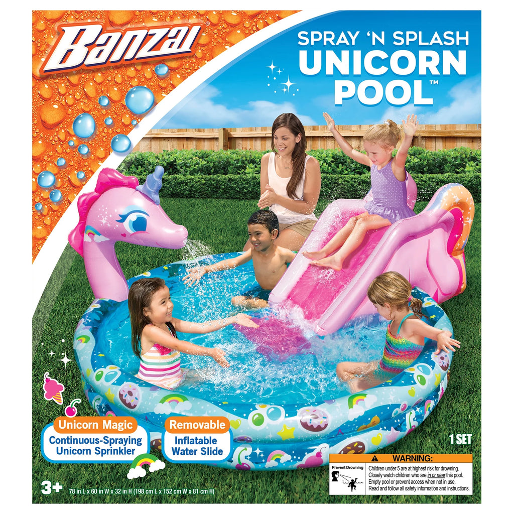 Inflatable Unicorn Pool Water Slide Splash Toy C550577