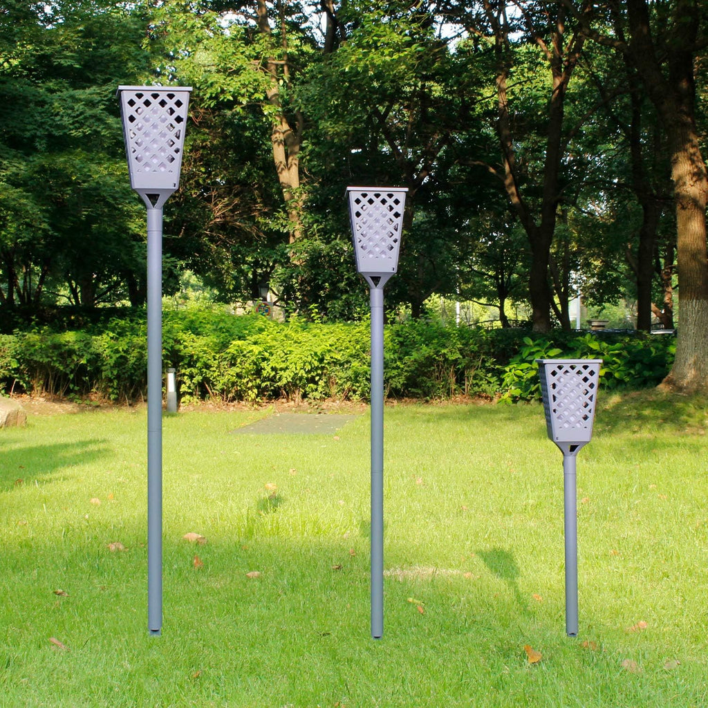 Grey Solar Torch Lights with Flickering Flame, 96 LED Waterproof G311