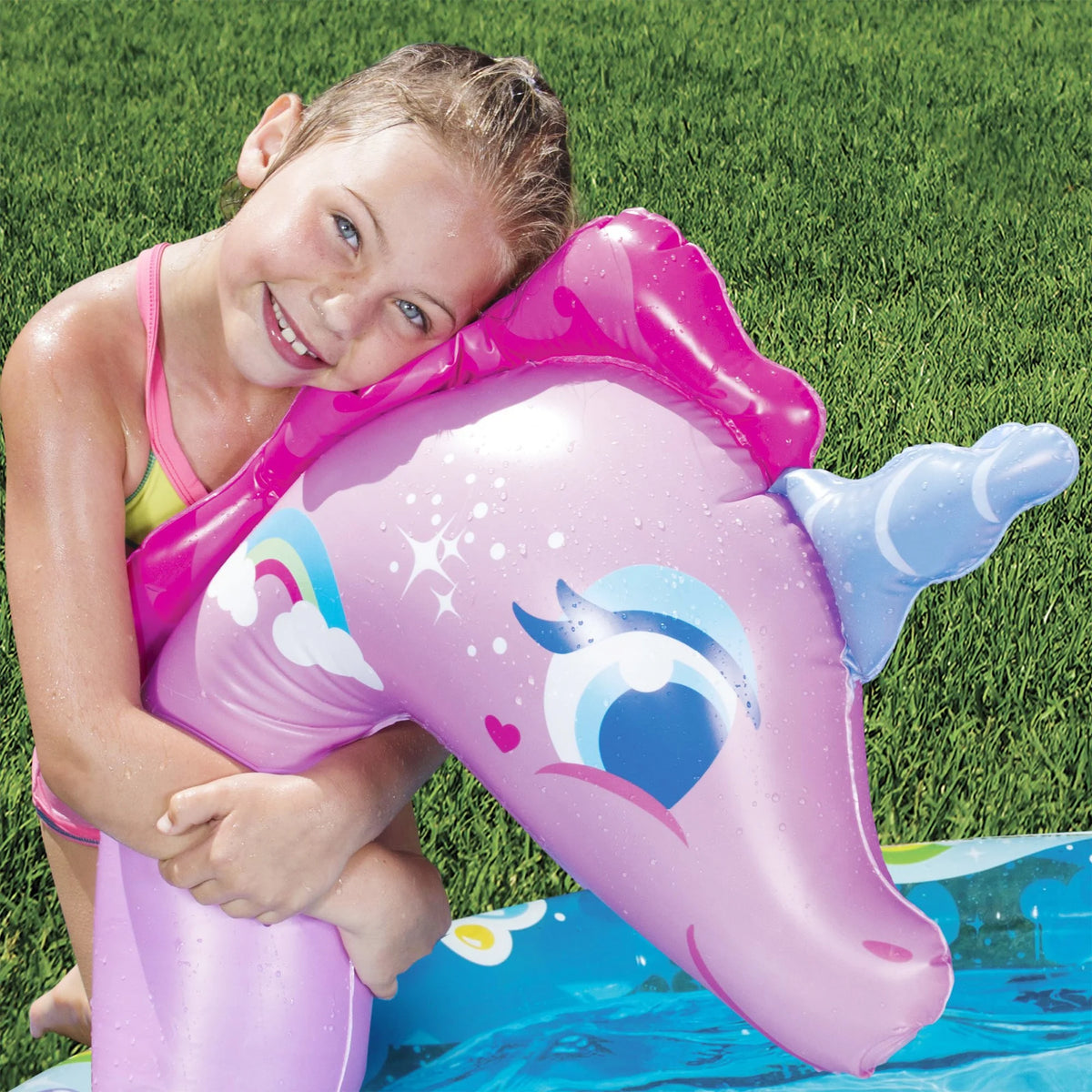 Inflatable Unicorn Pool Water Slide Splash Toy C550577