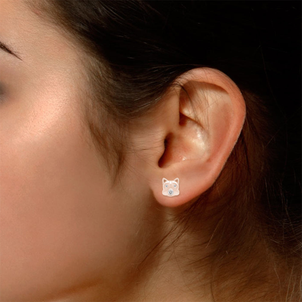 Lab Created Moissanite Diamond Stud Earring In 14k Rose Gold Plated Sterling Silver Push Back With 10k Gold Post K773734