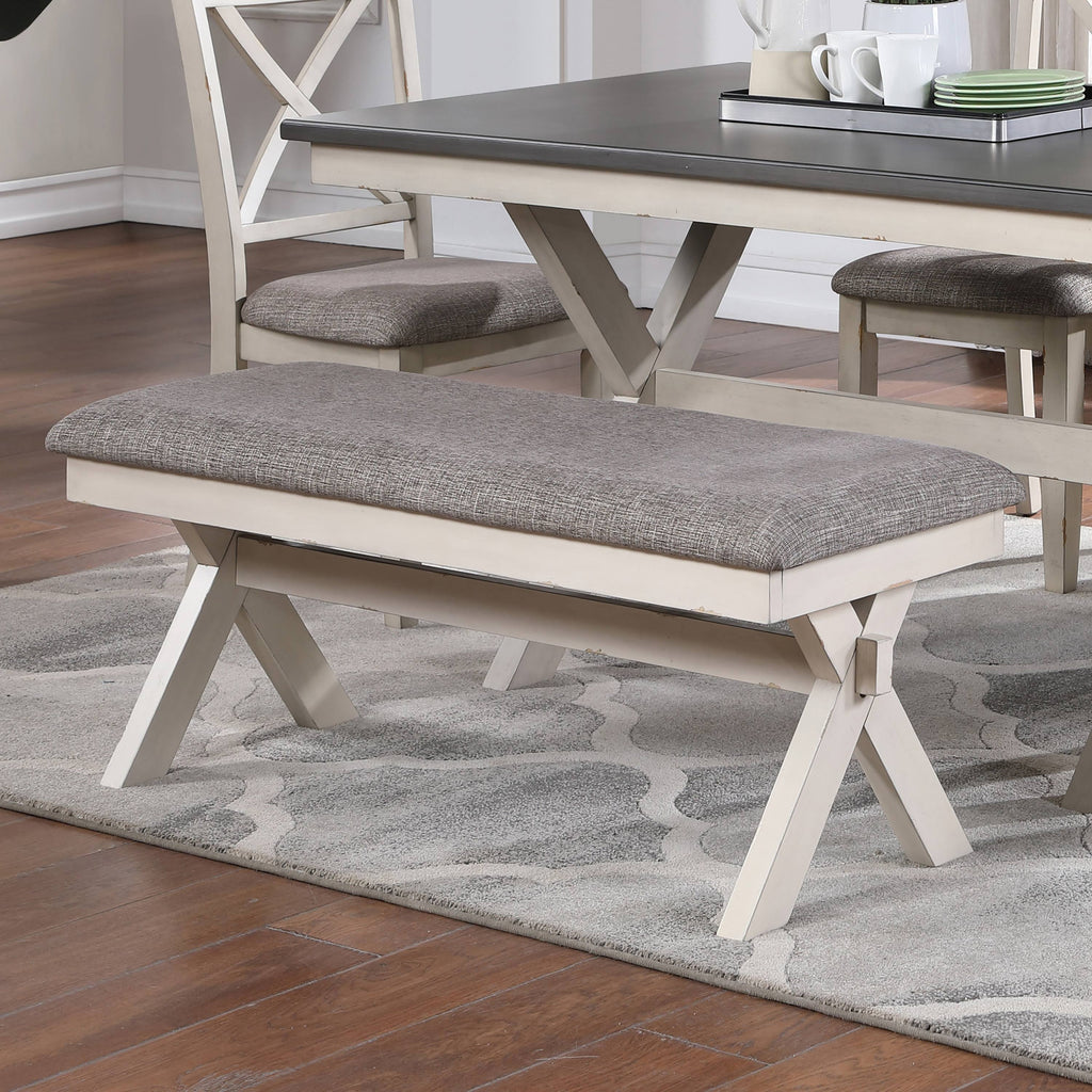 Grey Antique White Two-Seater Dining Bench F477