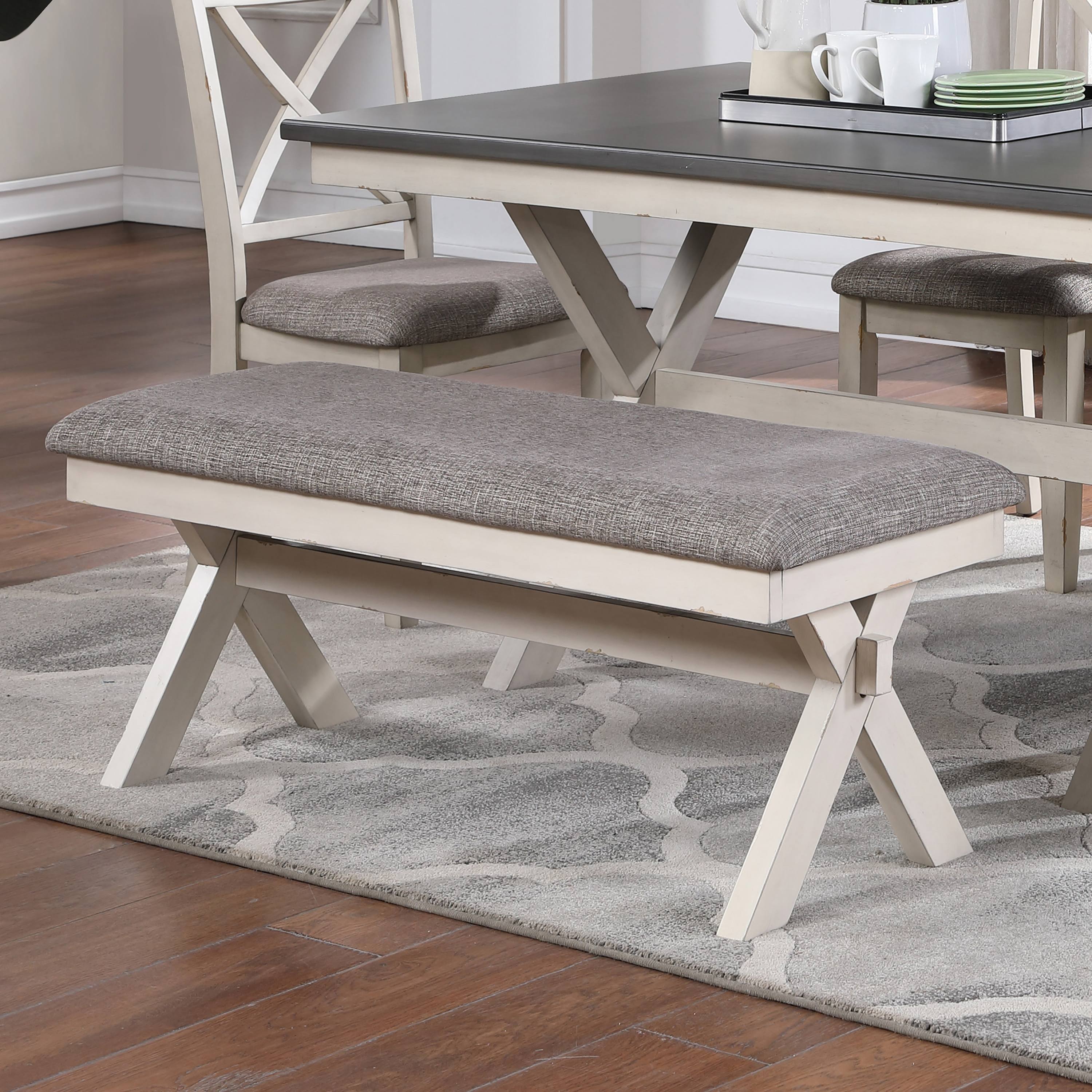 Grey Antique White Two-Seater Dining Bench F477