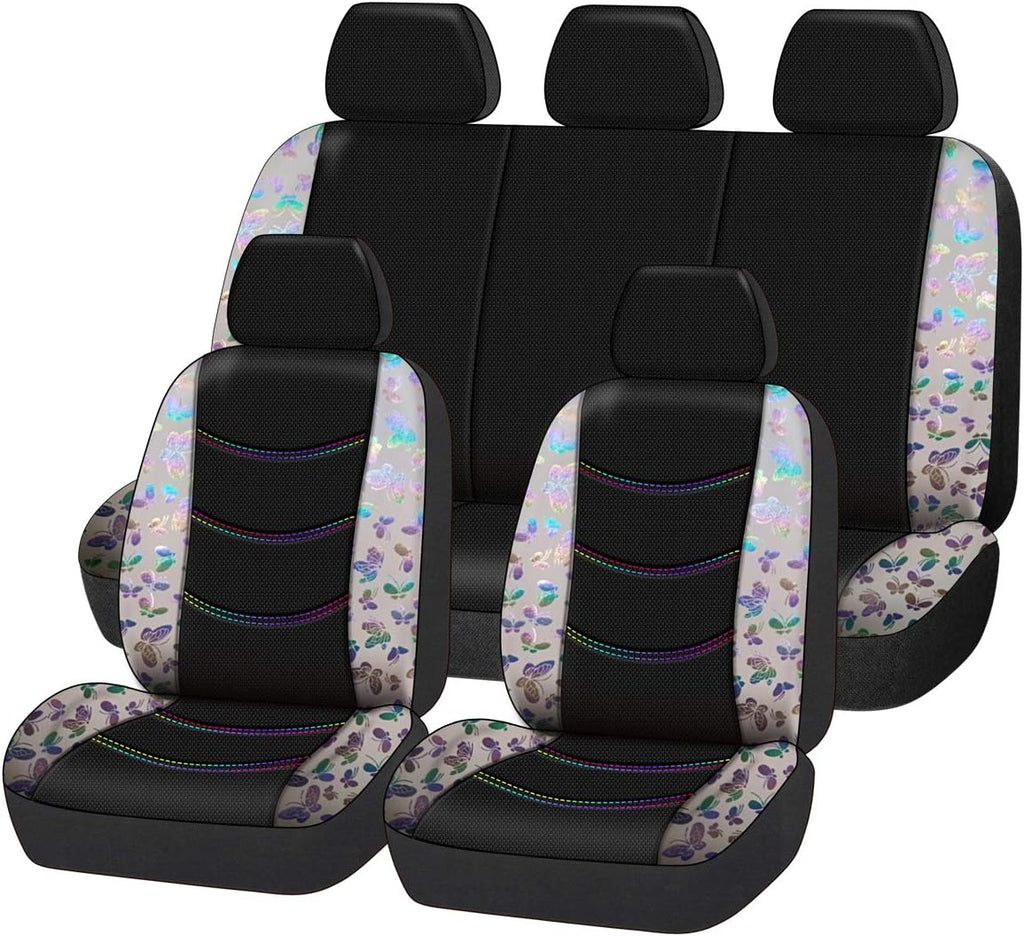 Butterfly Leather Car Seat Covers Full Set (Dark Blue) G33790
