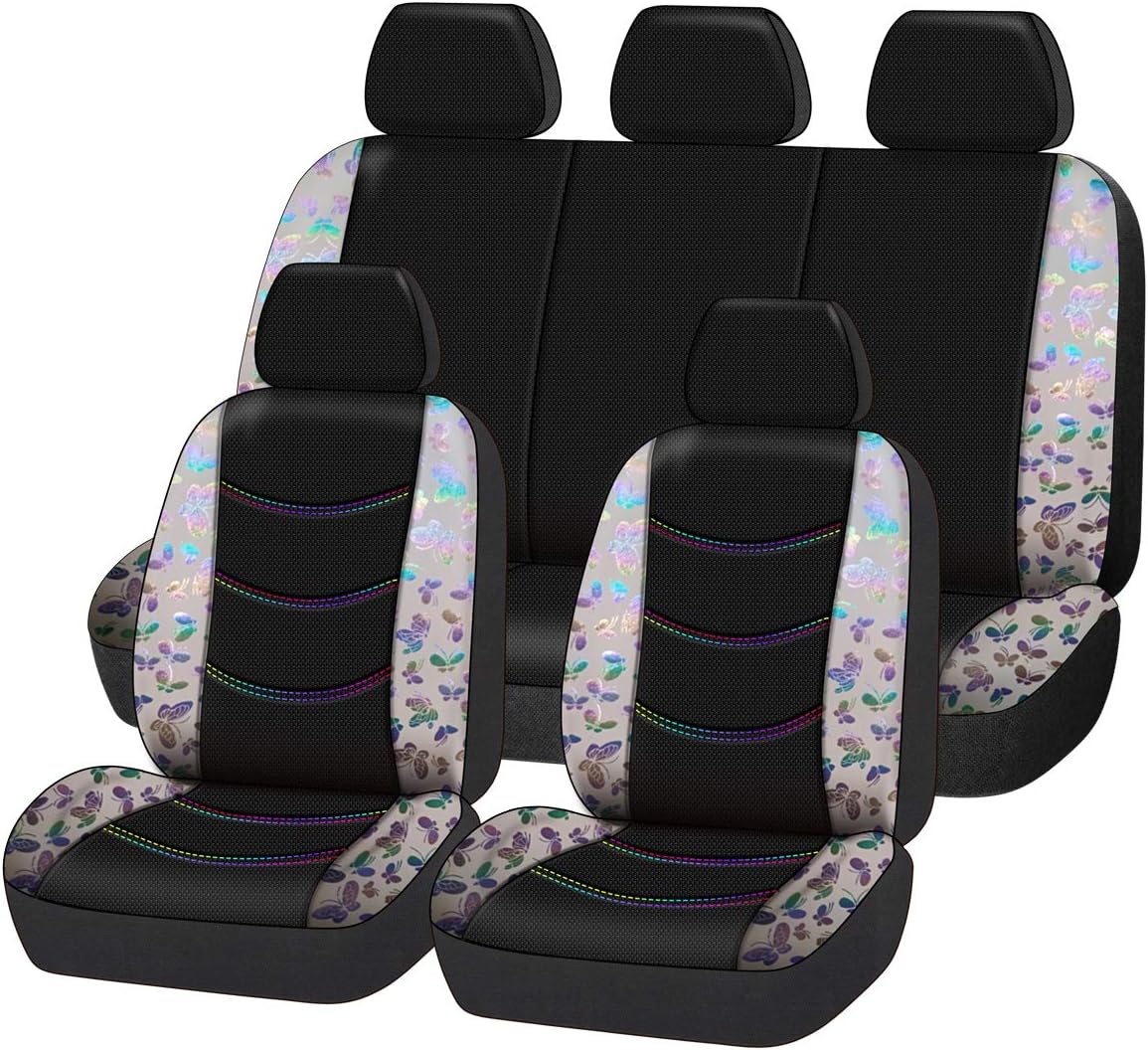 Butterfly Leather Car Seat Covers Full Set (Dark Blue) G33790