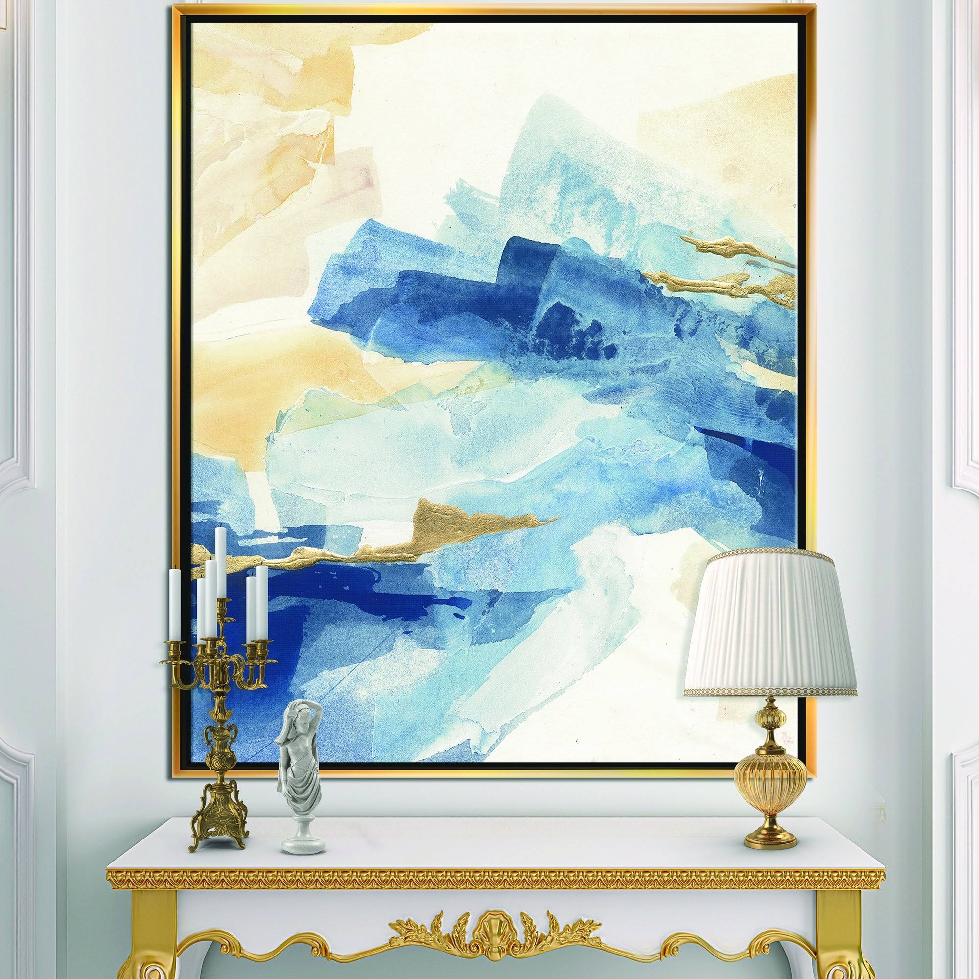 Metallic Gold Indigo II Framed Canvas, 30 inch x 40 inch, Blue P4730