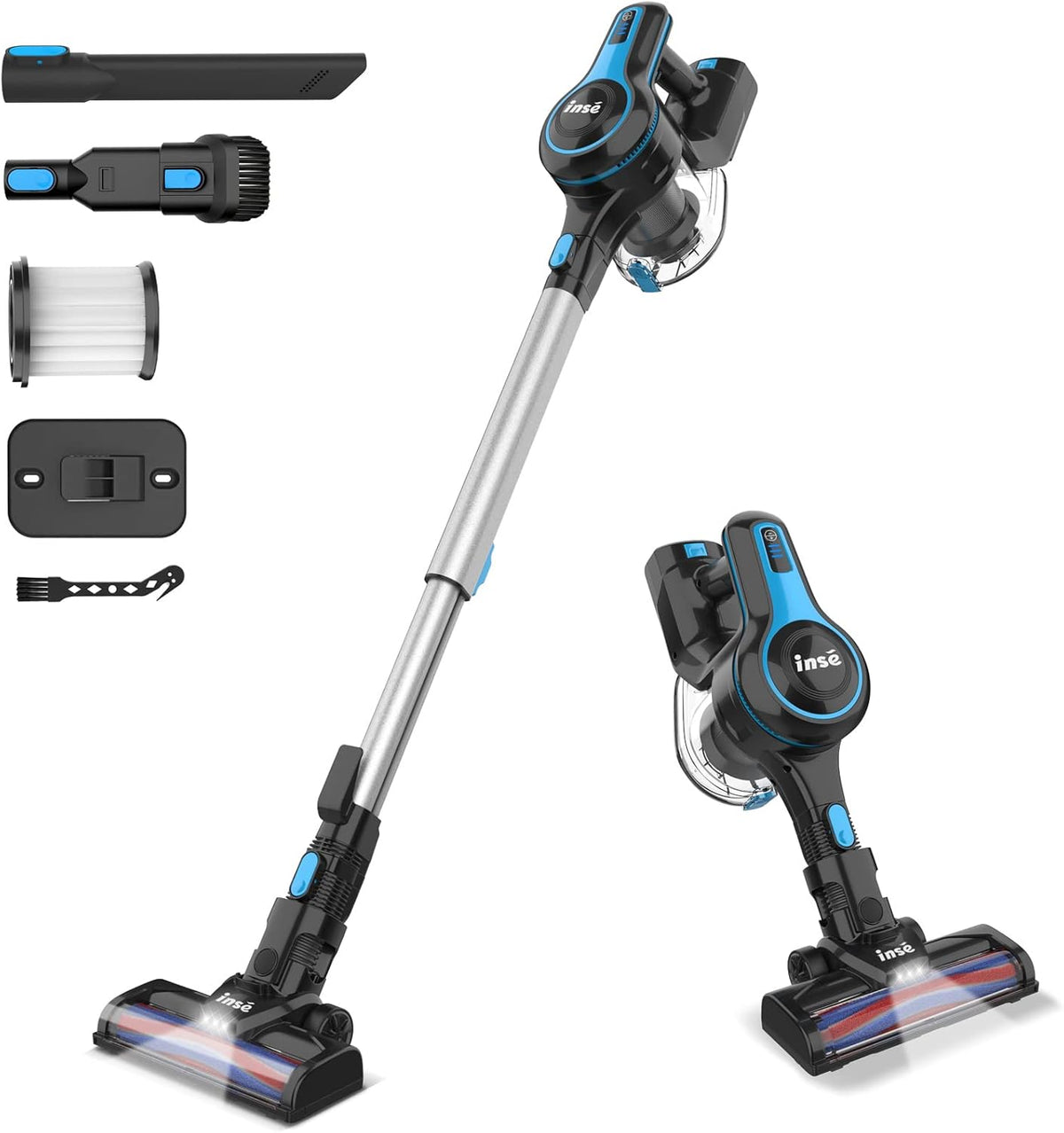 6-in-1 Rechargeable Stick Vacuum with 2200 mAh Battery, Blue M55093
