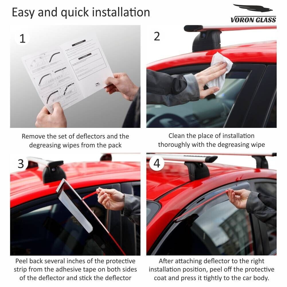 Glass Tape-on Rain Guards for Toyota Corolla Sedan, 4 Pieces S668