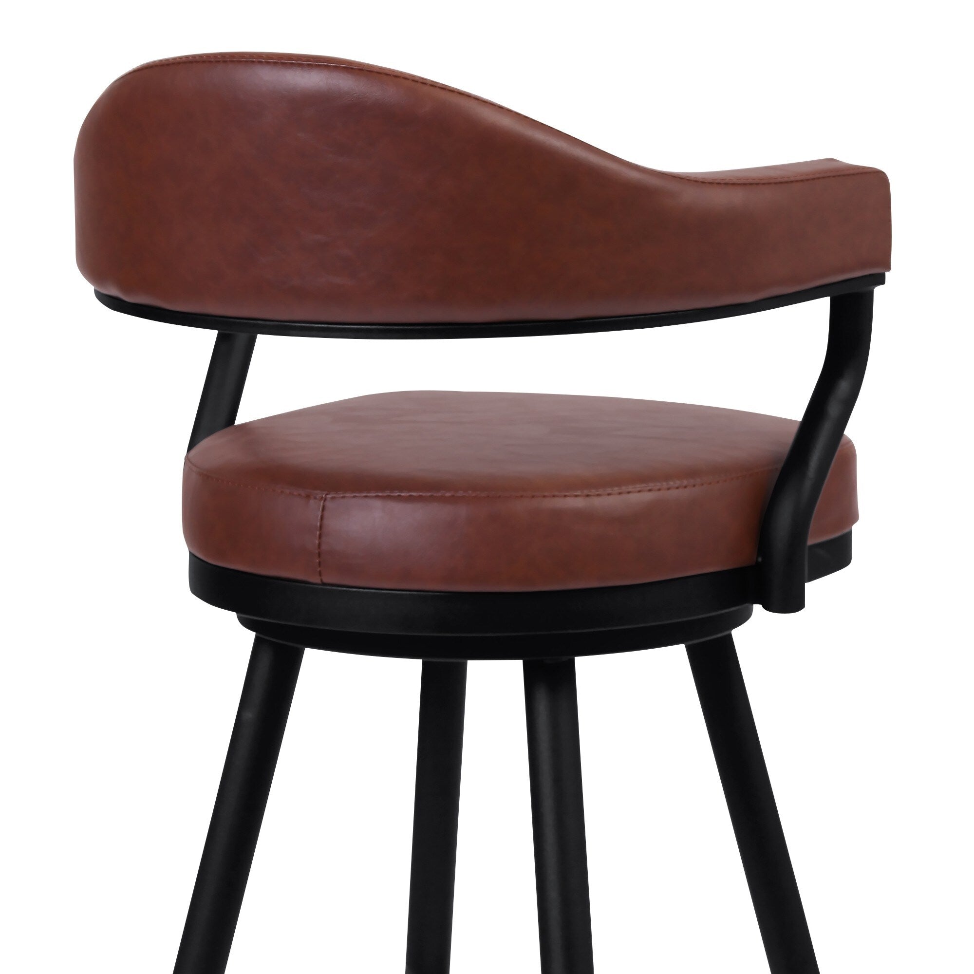 Vintage Camel Brown Faux Leather Swivel Counter Stool Armchair A5834