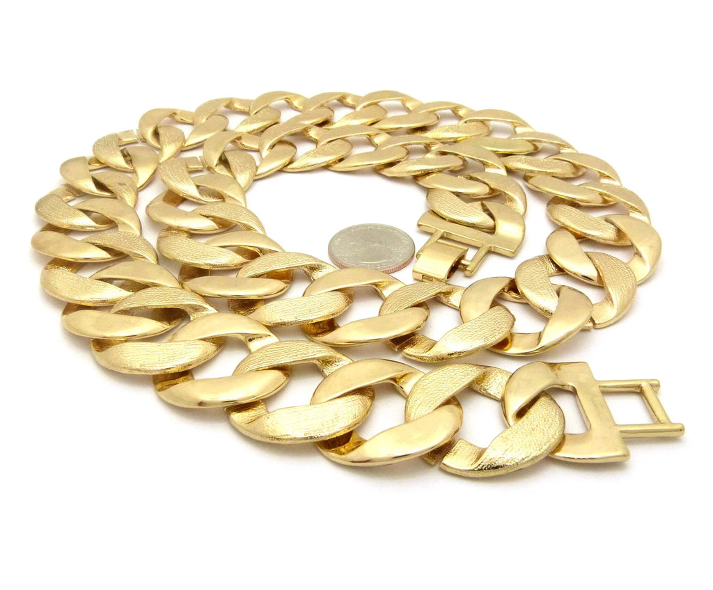 30mm 30" Cuban Link Chain Necklace, Gold-Tone T7751