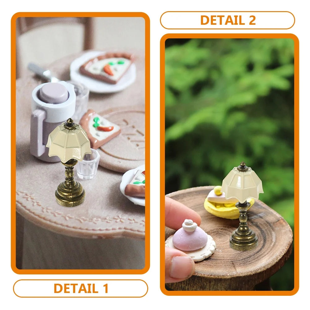 White Metal Dollhouse Desk Lamp 2 Pcs O133