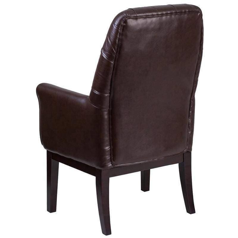 Brown Tufted Leather Side Reception Chair C9037