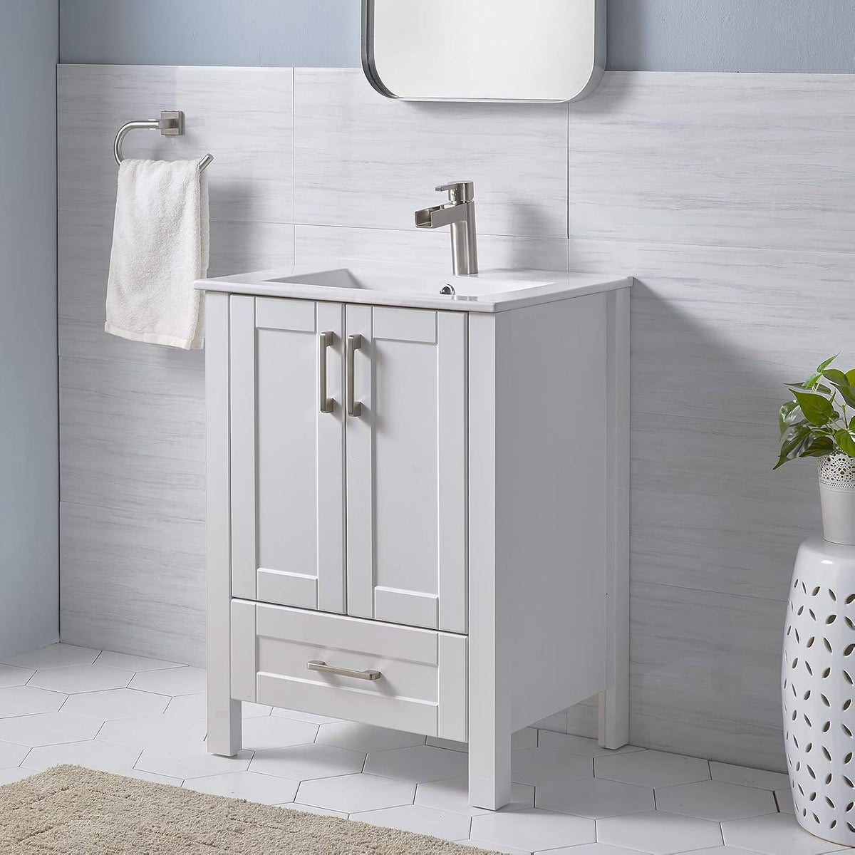 White 24 inch Bathroom Vanity with Sink P5694
