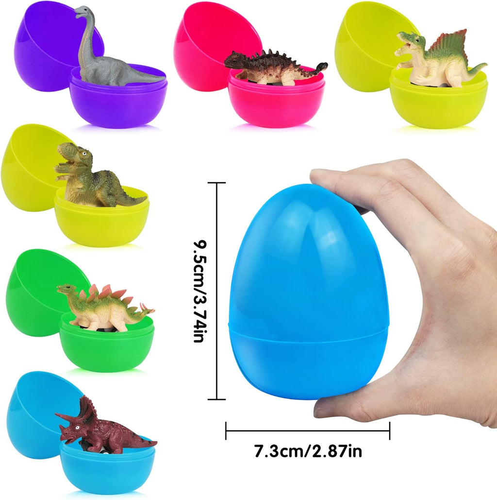 6 Pack Jumbo Prefilled Easter Eggs with Dinosaur Pull Back Cars Toys W32587