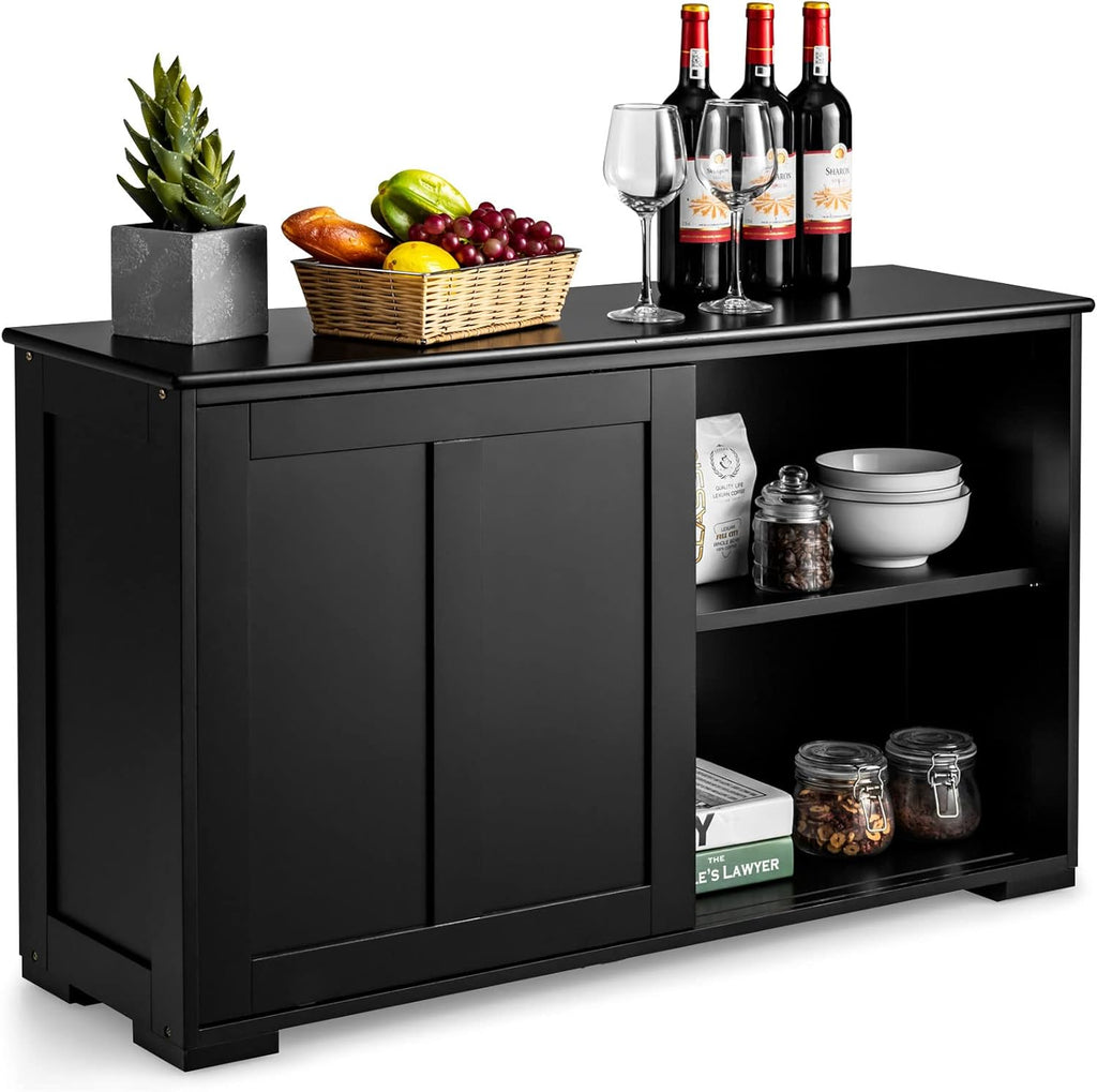 Espresso Wooden Sideboard with Sliding Door J340249